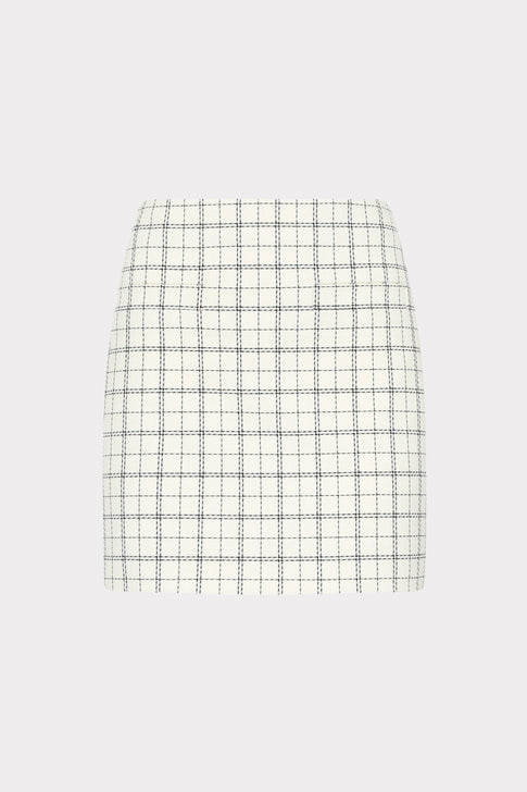 White Black Plaid Modern Mini Skirt - Front Flat Lay | MILLY