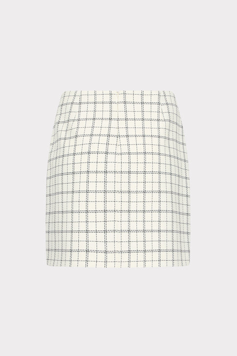 White Black Plaid Modern Mini Skirt - Back View Flat Lay | MILLY