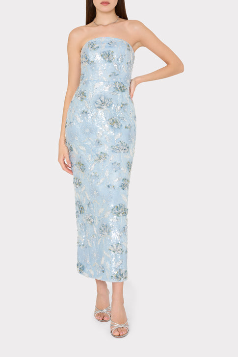 Jasmine Sequins Strapless Dress Light Blue Image 2 of 4