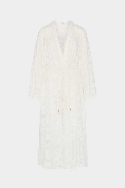 Scroll Burnout Maxi Cover-Up Dress White Image 2 of 4