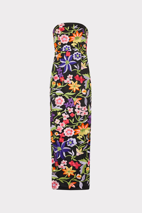 Magnolia Mesh Embroidery Maxi Dress Black Multi Image 1 of 4