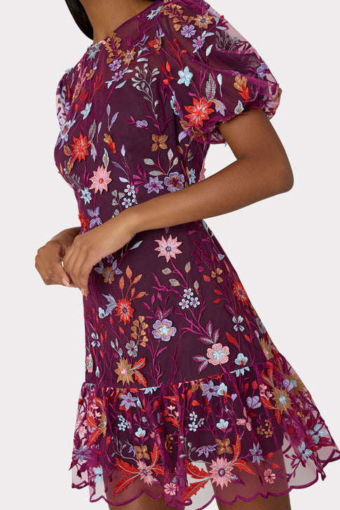 Yasmin Tropical Garden Embroidered Dress Multi Image 3 of 4
