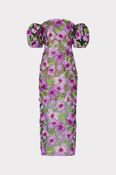 Nira 3D Embroidered Dress Pink Multi Image 1 of 4