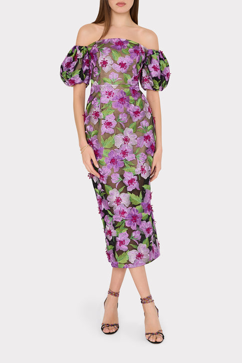 Nira 3D Embroidered Dress Pink Multi Image 2 of 4