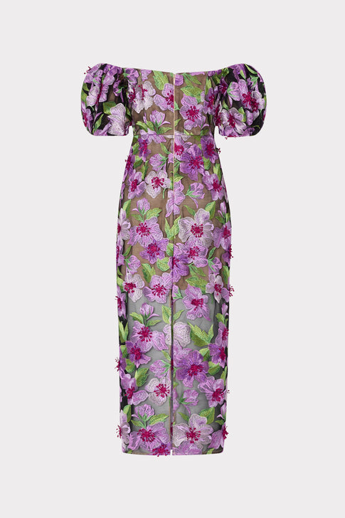 Nira 3D Embroidered Dress Pink Multi Image 4 of 4