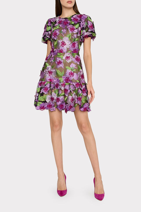 Yasmin 3D Embroidered Dress Pink Multi Image 2 of 4