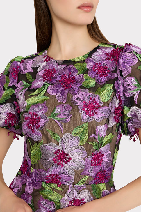 Yasmin 3D Embroidered Dress Pink Multi Image 3 of 4