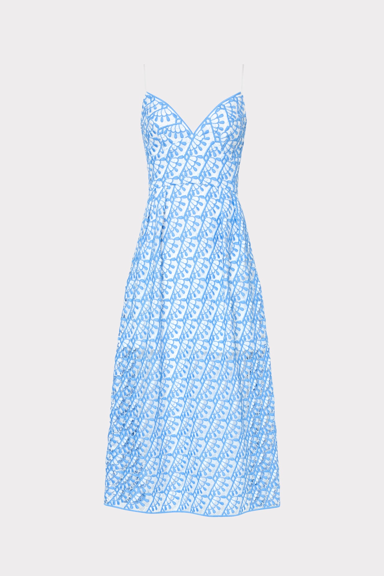 Milly Hazel Embroidered Midi Dress in Blue - Size 12 Milly Hazel Embroidered Midi Dress in Blue - Size 12
