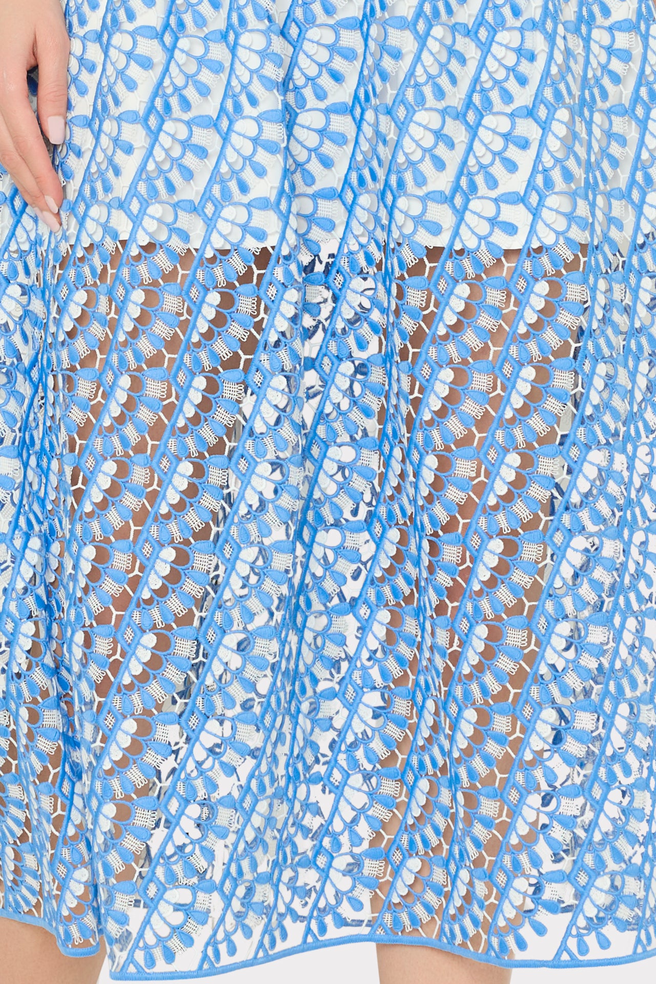 Hazel Embroidered Midi Dress in Blue