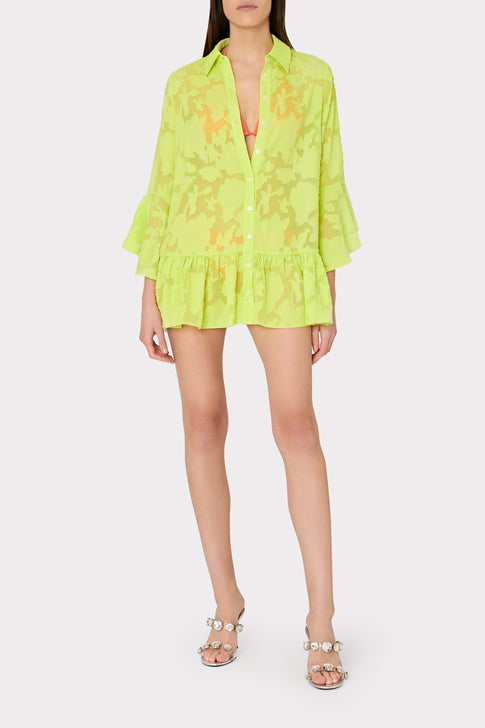 Vierra Burnout Coverup Dress Neon Yellow Image 2 of 4