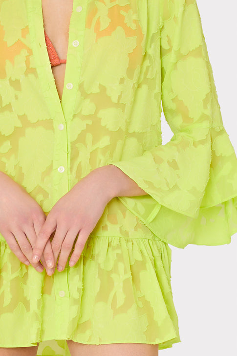 Vierra Burnout Coverup Dress Neon Yellow Image 3 of 4