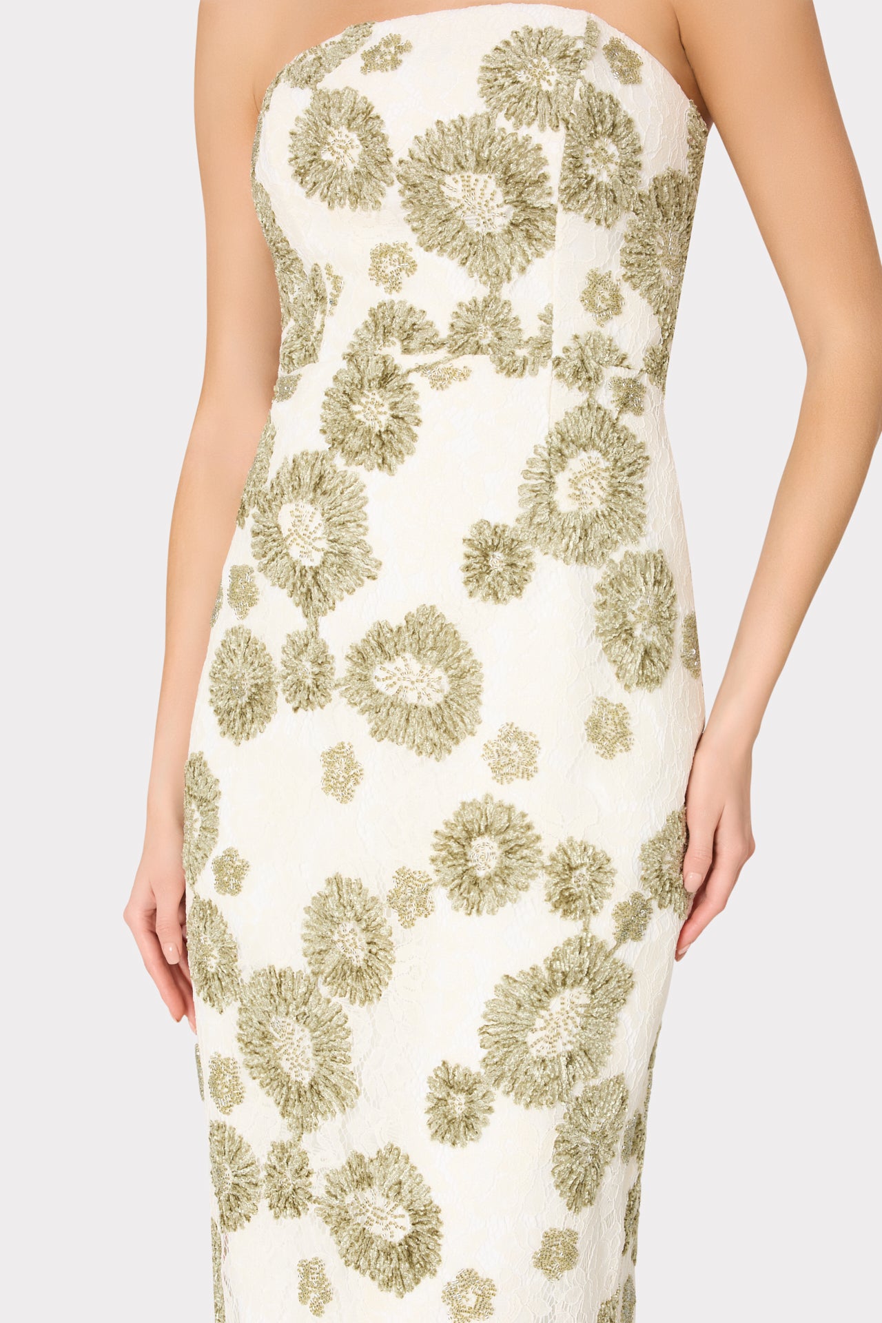 Jasmine Embroidered Lace Dress in White/Green | MILLY Jasmine Embroidered Lace Dress in White/Green | MILLY