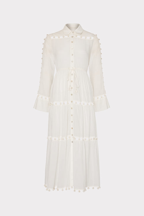 Beaded Cotton Voile Cover-Up Dress White Image 1 of 4