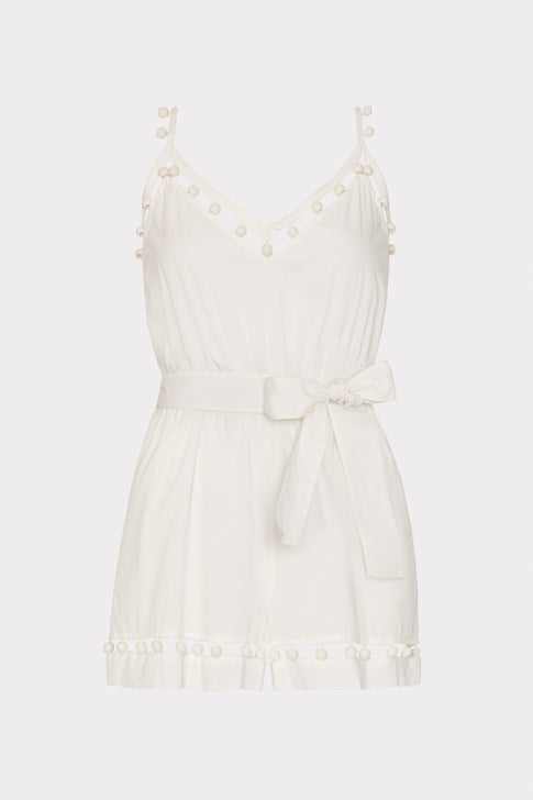Beaded Cotton Voile Romper White Image 1 of 4
