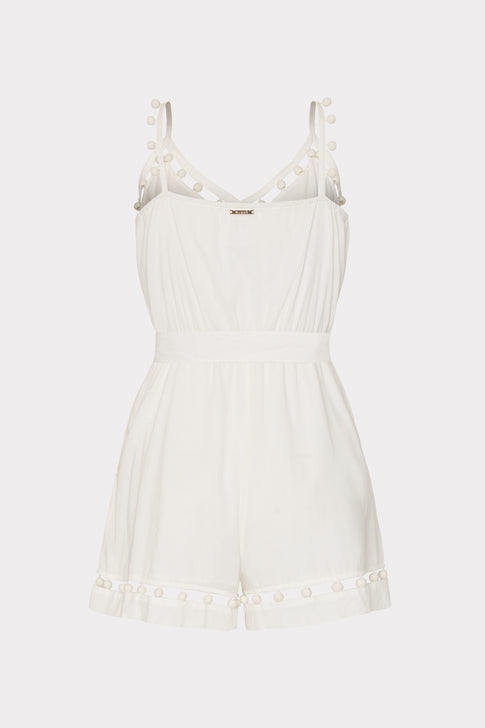 Beaded Cotton Voile Romper White Image 4 of 4