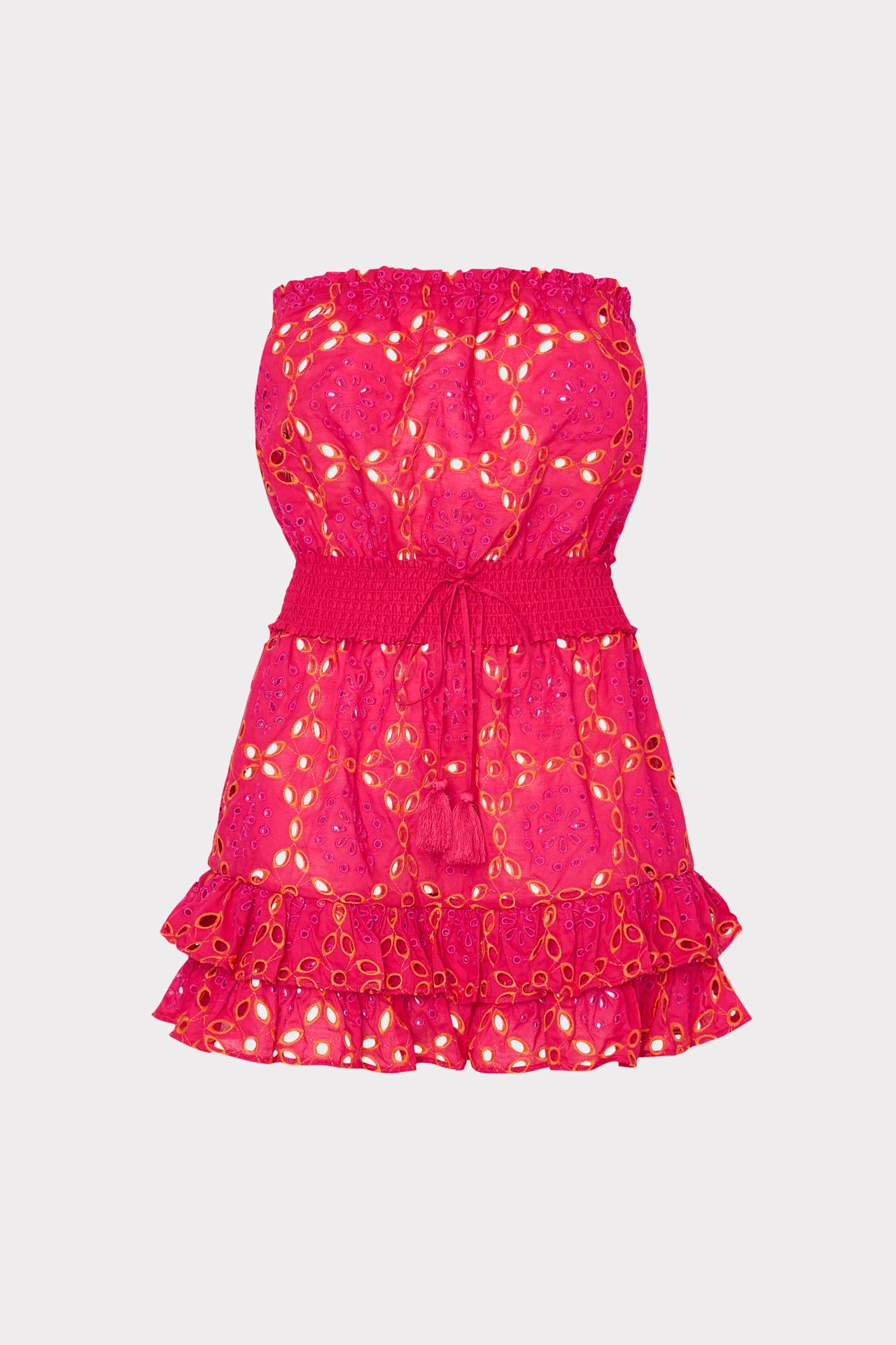 Verity Two Tone Geo Eyelet Cover-Up Dress in Pink/Coral | MILLY Verity Two Tone Geo Eyelet Cover-Up Dress in Pink/Coral | MILLY