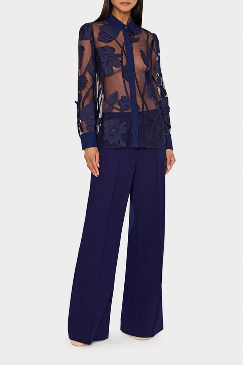 Ashton Grand Fleur Embroidered Top Navy Image 2 of 5