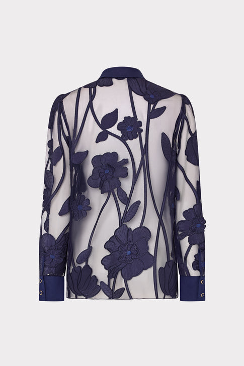 Ashton Grand Fleur Embroidered Top Navy Image 5 of 5