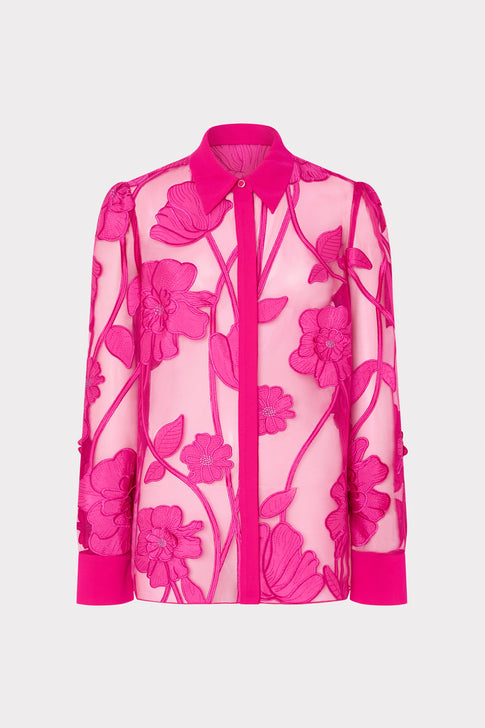 Ashton Grand Fleur Embroidered Top Raspberry Image 1 of 4