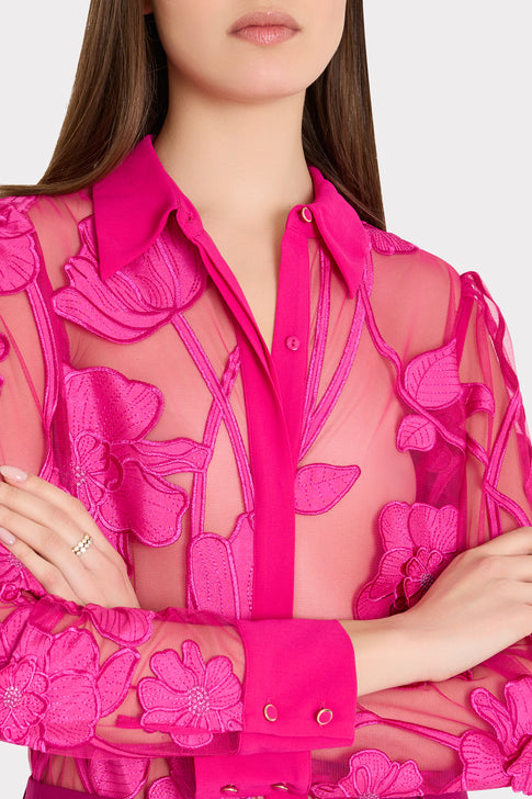 Ashton Grand Fleur Embroidered Top Raspberry Image 3 of 4