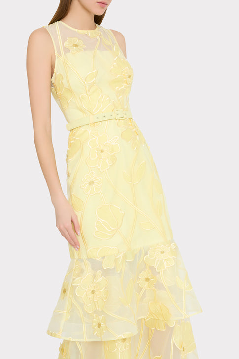 designer dress yellow Anna Grand Fleur Dress in Lemon