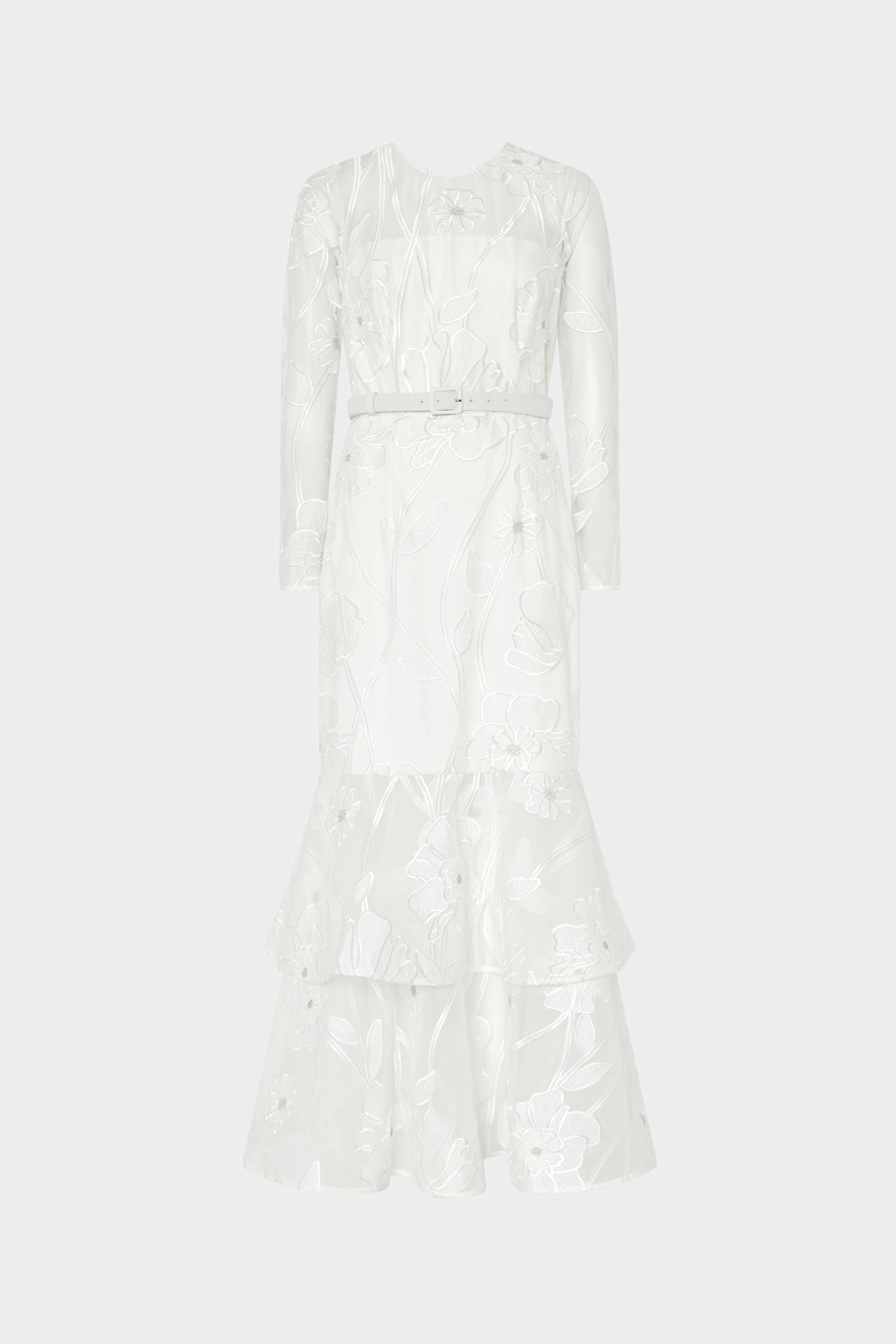 Anna Grand Fleur Long Sleeve Dress in White