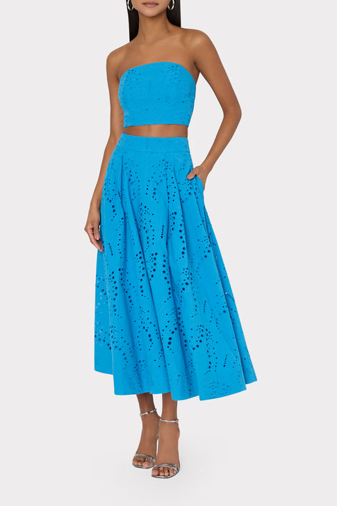 Butterfly Eyelet Strapless Crop Top Blue Image 2 of 4