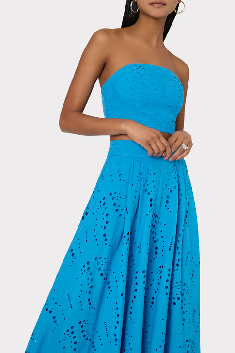 Butterfly Eyelet Strapless Crop Top Blue Image 3 of 4