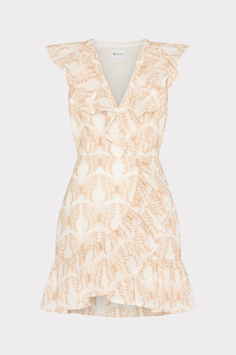 Novi Butterfly Eyelet Wrap Dress White/Tan Image 1 of 4