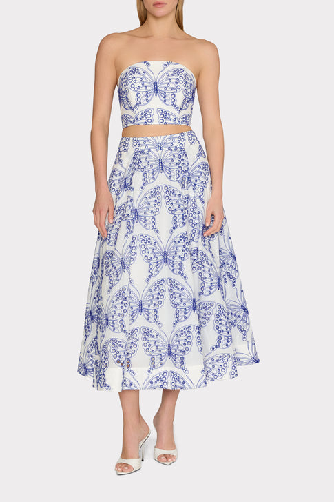 Butterfly Eyelet Strapless Crop Top White/Blue Image 2 of 4