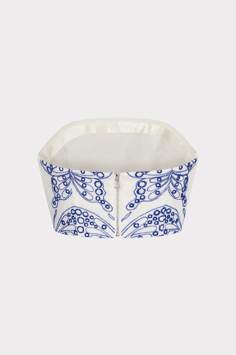 Butterfly Eyelet Strapless Crop Top White/Blue Image 4 of 4