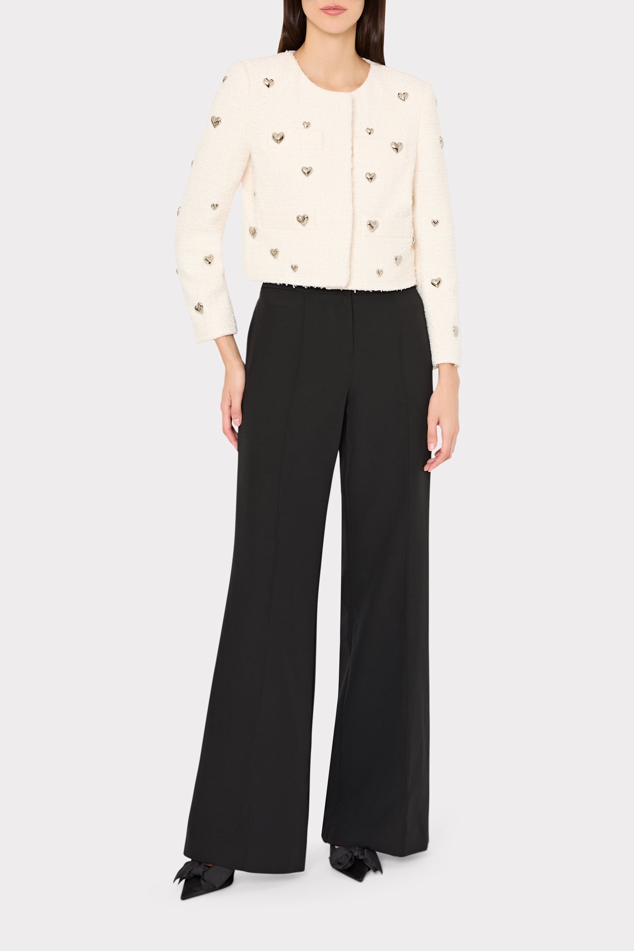 andmary Milky pile heart zip tops set