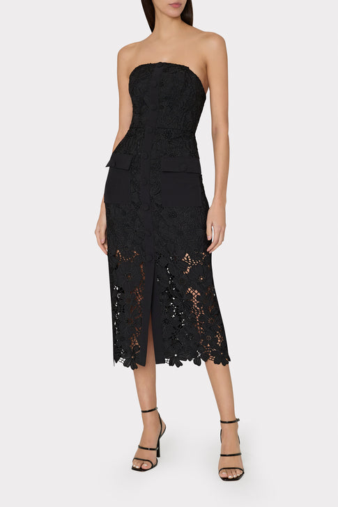 Adrienne Roja Lace Midi Dress Black Image 2 of 5