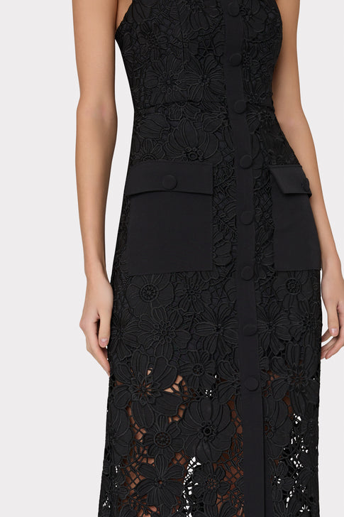 Adrienne Roja Lace Midi Dress Black Image 4 of 5
