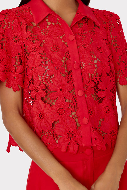 Addison Roja Lace Top Red Image 3 of 4