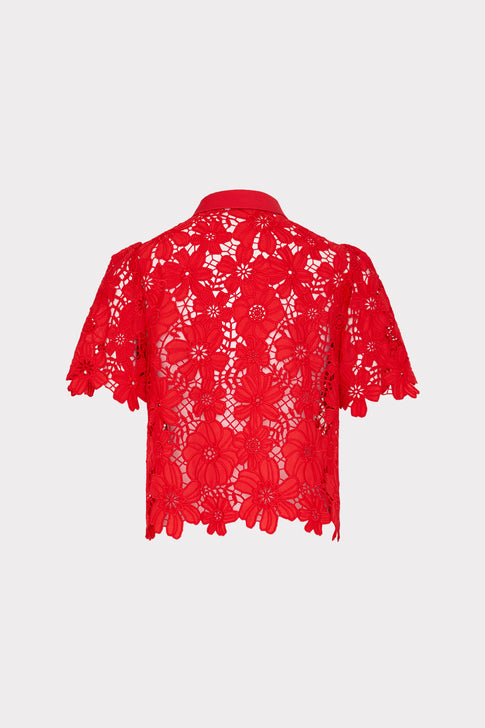 Addison Roja Lace Top in Red