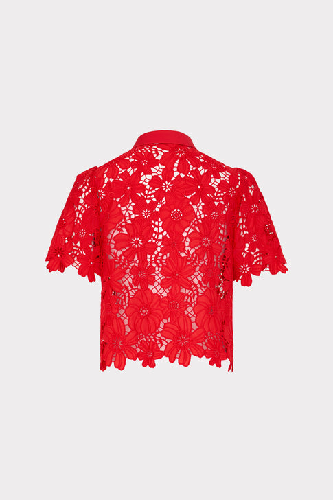 Addison Roja Lace Top Red Image 4 of 4