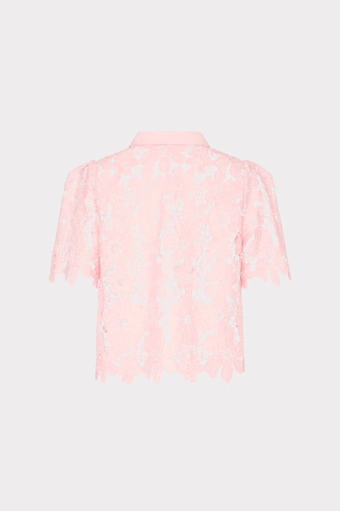 Light Pink Roja Lace Top - Back View | MILLY