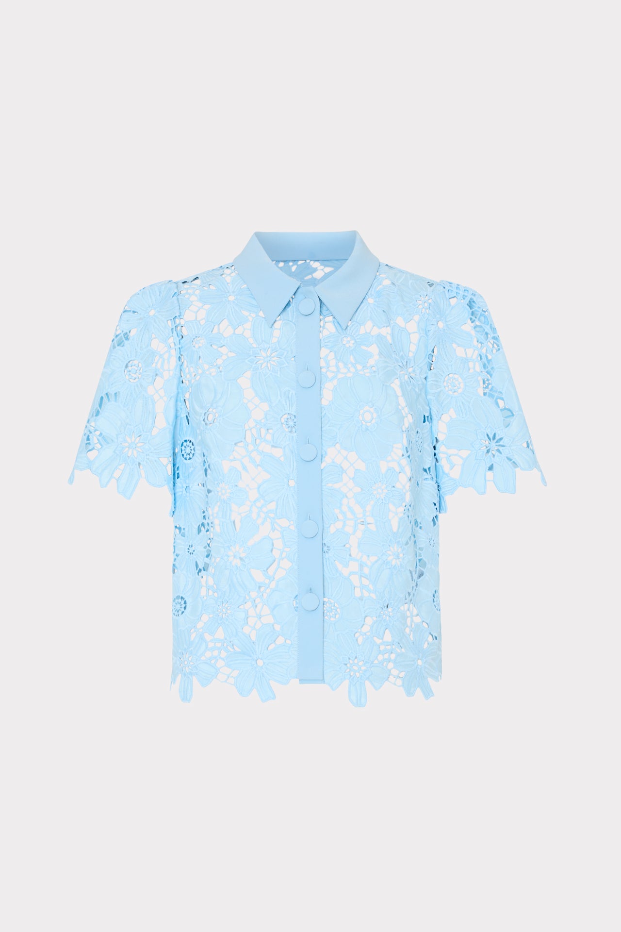 Addison Roja Lace Top in Lt Blue | MILLY