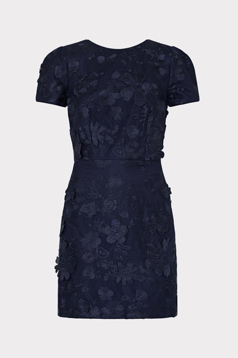 Daisy Floral Embroidered Dress Navy Image 1 of 4