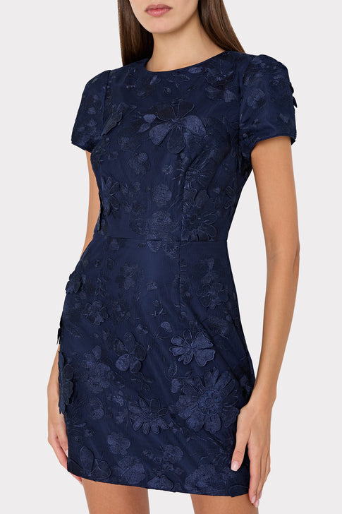 Daisy Floral Embroidered Dress Navy Image 3 of 4