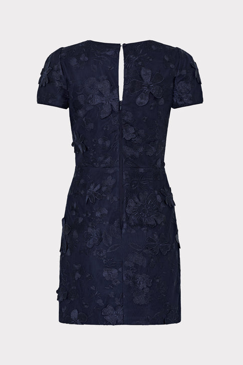 Daisy Floral Embroidered Dress Navy Image 4 of 4