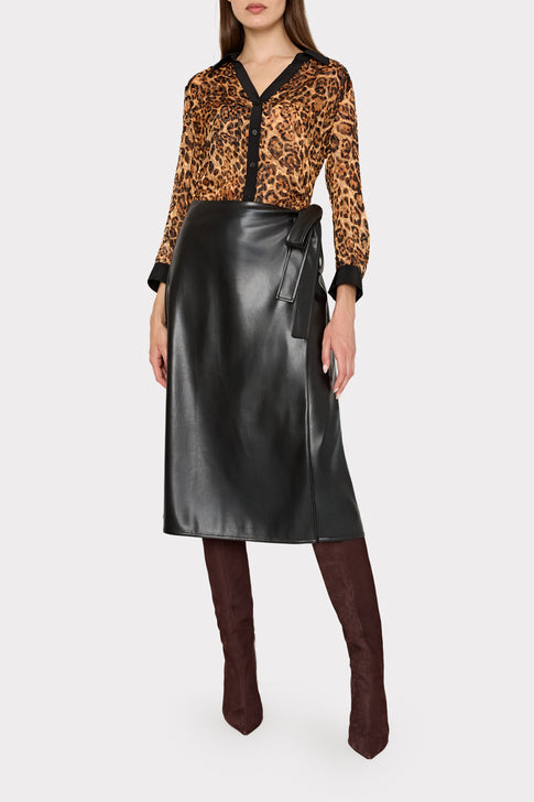 Quincy Burnout Jacquard Blouse Brown Multi Image 2 of 5