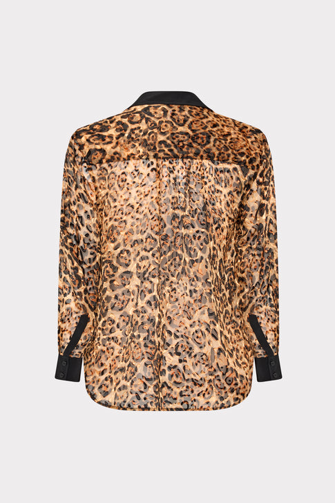 Quincy Burnout Jacquard Blouse Brown Multi Image 5 of 5