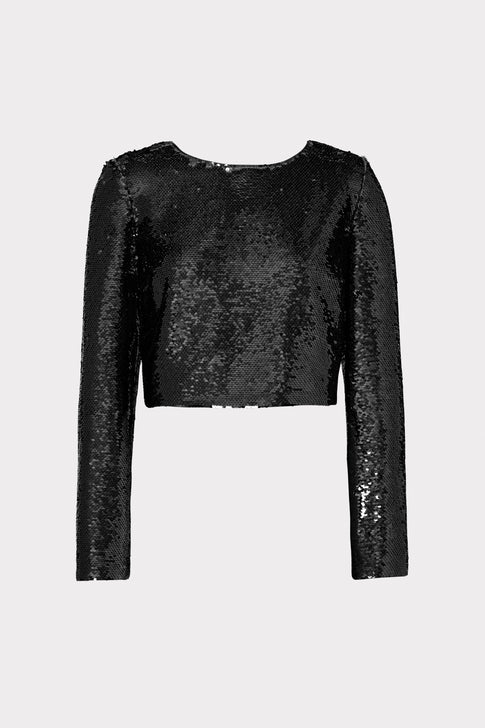 Shailyn 3D Sequins Top Black Image 1 of 4