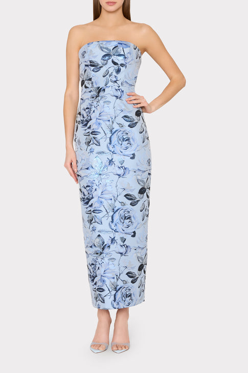 Ella Jacquard Maxi Dress Blue/Navy / 2