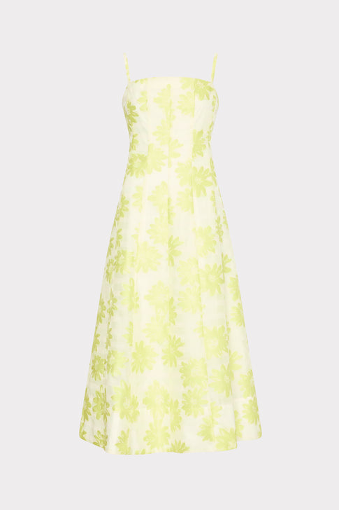 Striped Floral Fil Coupé Dress Yellow Image 1 of 5