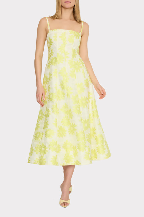 Striped Floral Fil Coupé Dress Yellow Image 2 of 5