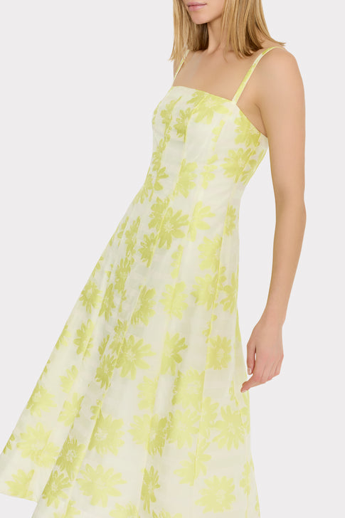 Striped Floral Fil Coupé Dress Yellow Image 3 of 5