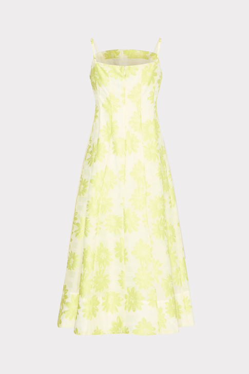 Striped Floral Fil Coupé Dress Yellow Image 4 of 5